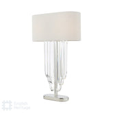 English Heritage Eltham 2 Light Table Lamp Polished Nickel and Crystal With Shade